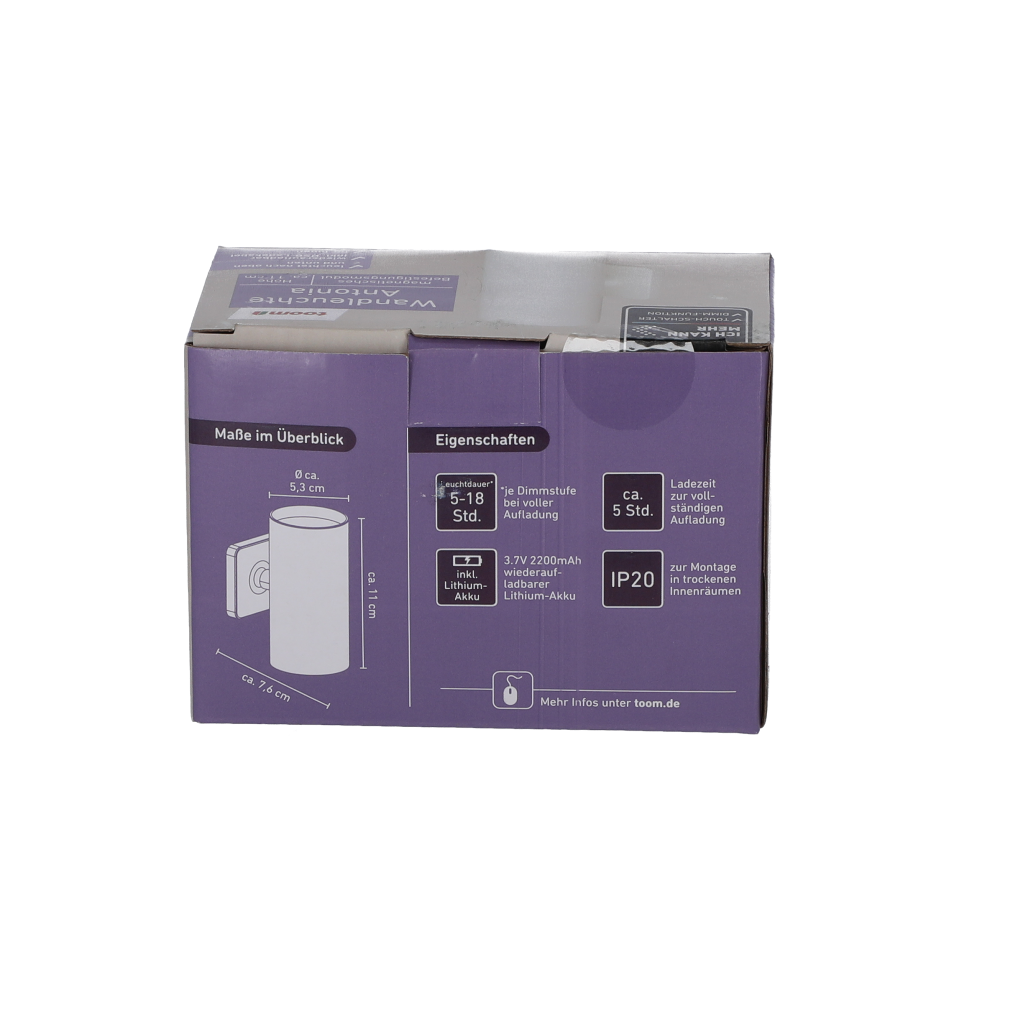 Wandleuchte 'Antonia' weiß Ø 5 x 11 x 7 cm