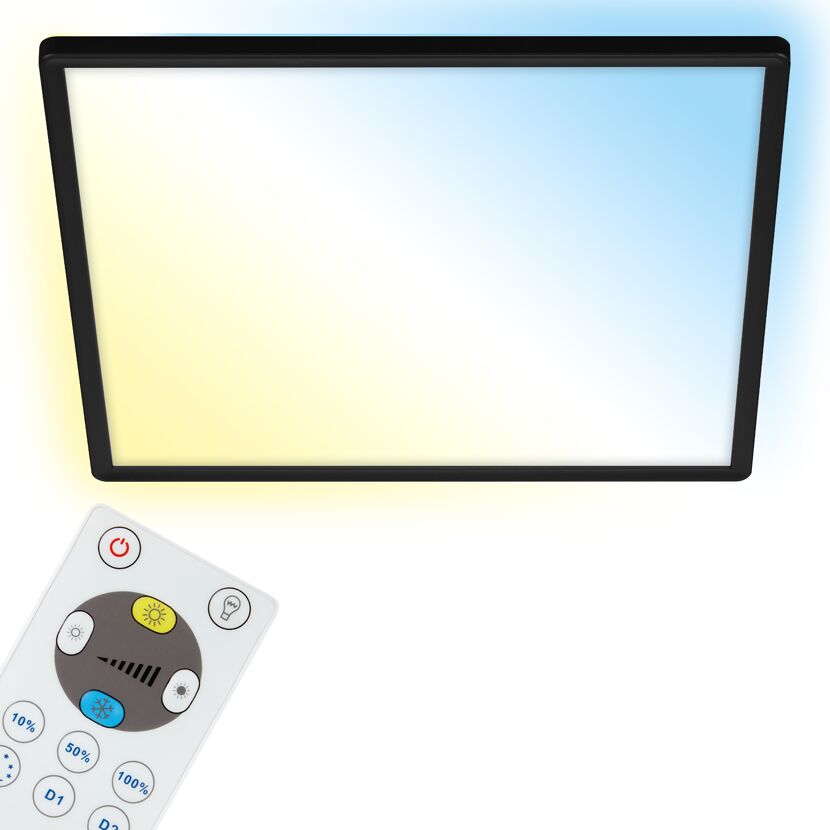 LED-Deckenleuchte 'Slim' 42 x 42 cm CCT dimmbar 22W 3000 lm 2700-6500 K schwarz