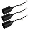 Drei schwarze E27 Renovierfassungen mit Kabel und Klemmen
