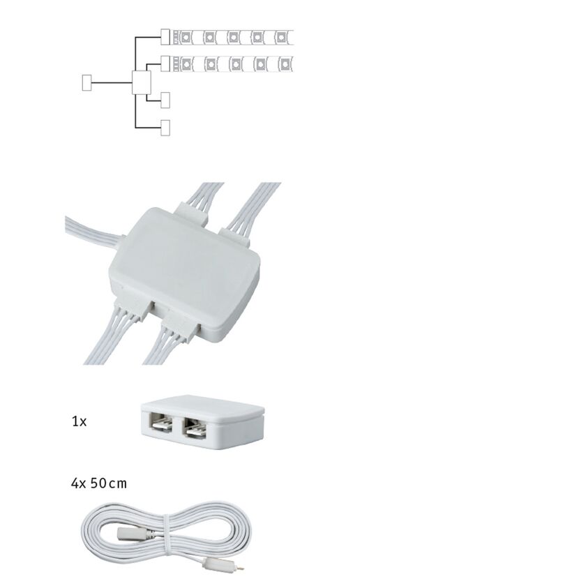 YourLED Verteilerdose 4-fach, weiß, mit Kabeln