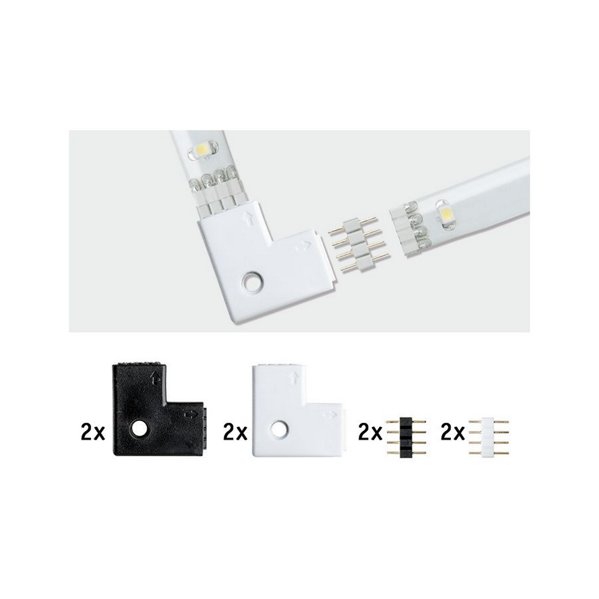 LED-Connector 'YourLED' 90°-Winkel schwarz/weiß 4 Stück + product picture