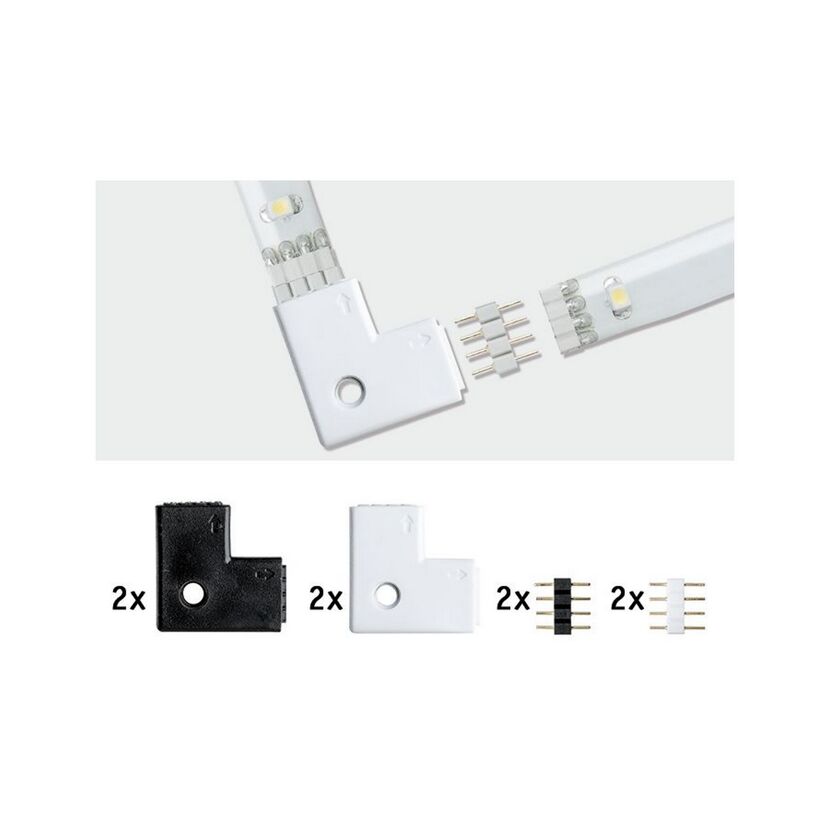 LED-Connector 'YourLED' 90°-Winkel schwarz/weiß 4 Stück