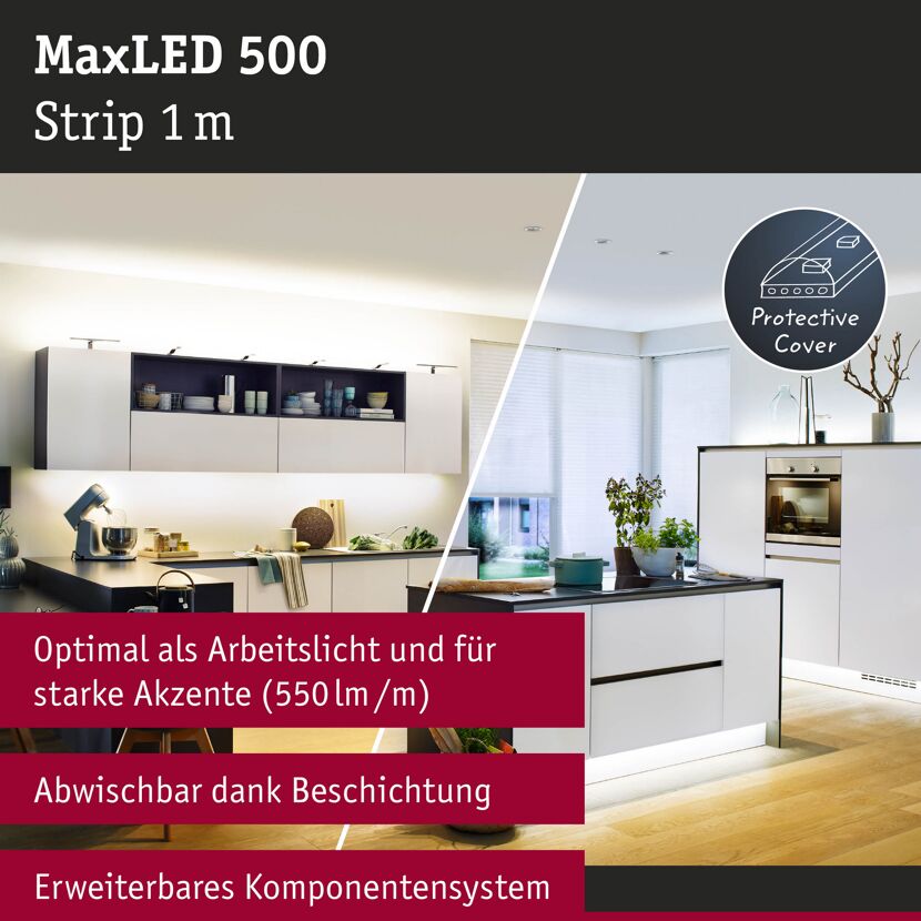 LED-Streifen 'MaxLED' 1 m 7 W 580 lm warmweiß-kaltweiß, silber