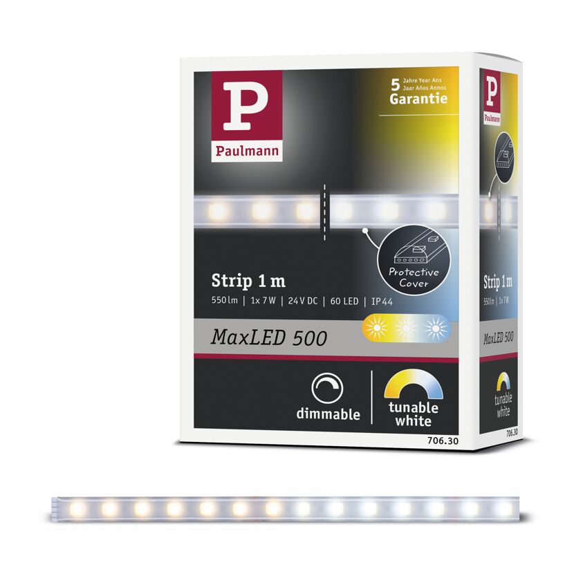 LED-Streifen 'MaxLED' 1 m 7 W 580 lm warmweiß-kaltweiß, silber