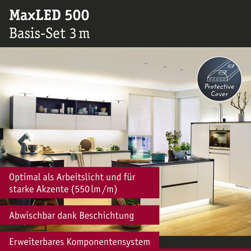 LED-Basisset 'MaxLED' 3 m 18 W 1320 lm warmweiß silber