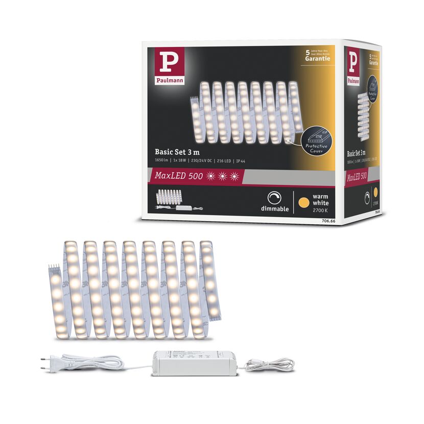 LED-Basisset 'MaxLED' 3 m 18 W 1320 lm warmweiß silber