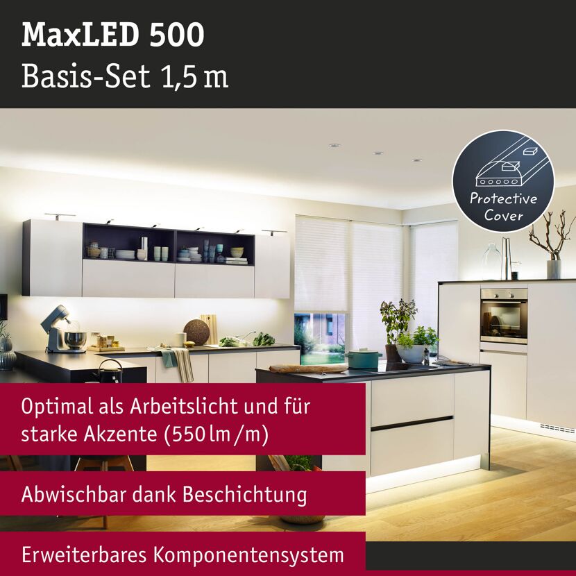 LED-Basisset 'MaxLED' 1,5 m 9 W 660 lm warmweiß, silber