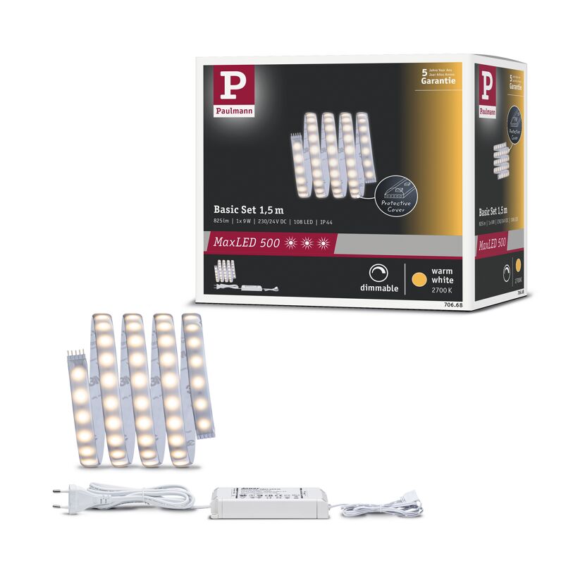 LED-Basisset 'MaxLED' 1,5 m 9 W 660 lm warmweiß, silber
