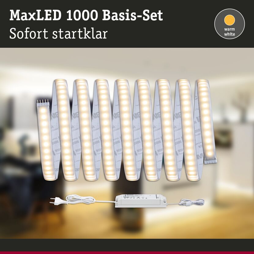 LED-Basisset 'MaxLED' 3 m 35 W 2640 lm warmweiß, silber