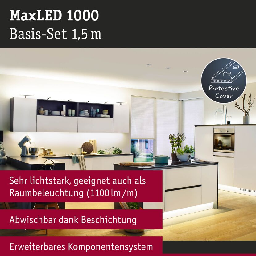 LED-Basisset 'MaxLED' 1,5 m 18 W 1320 lm warmweiß, silber