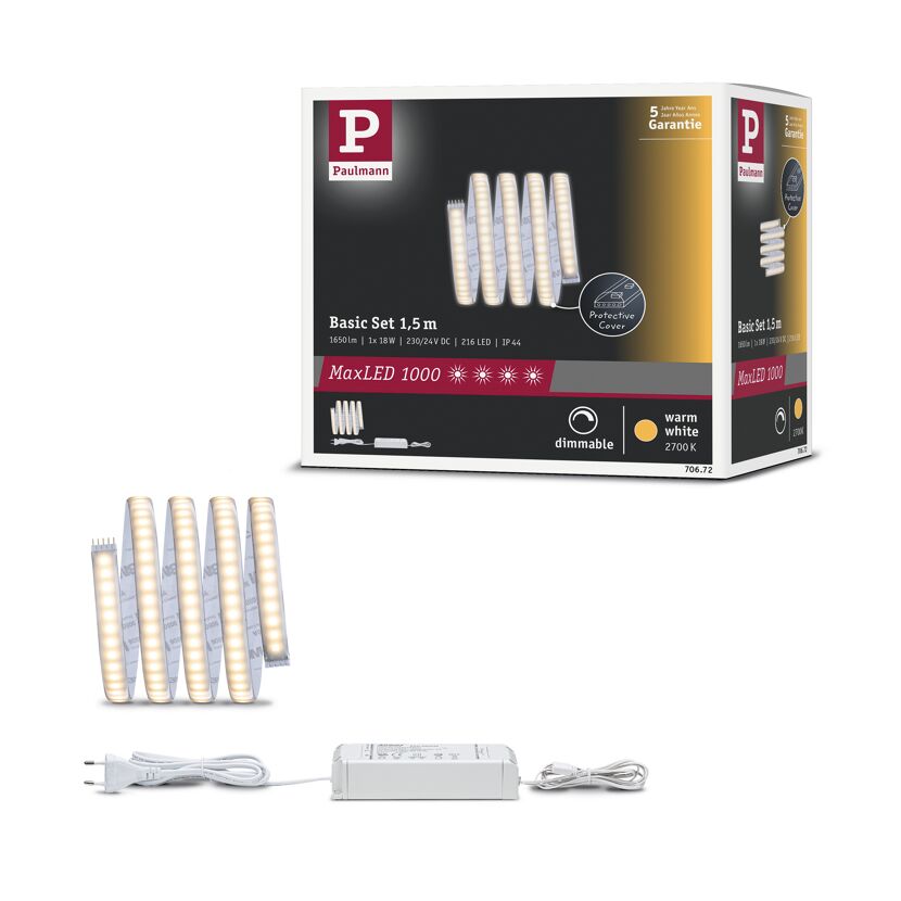 LED-Basisset 'MaxLED' 1,5 m 18 W 1320 lm warmweiß, silber