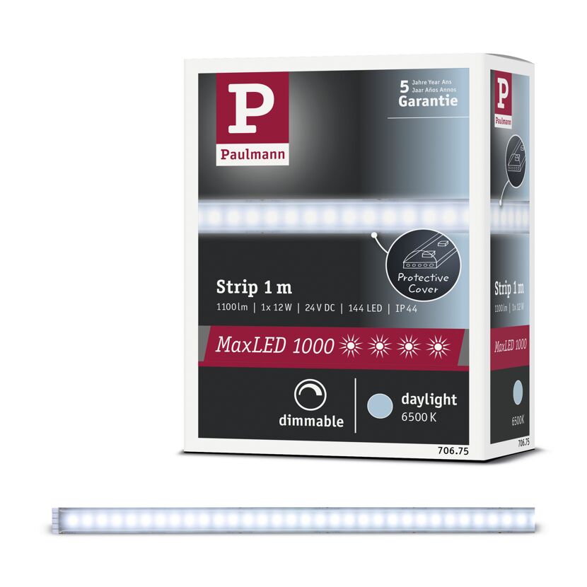 LED-Streifen 'MaxLED' 1 m 12 W 880 lm kaltweiß, silber