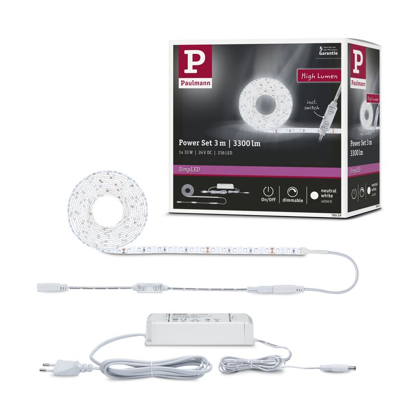 LED-Set 'SimpLED Power' 3 m 33 W neutralweiß, weiß