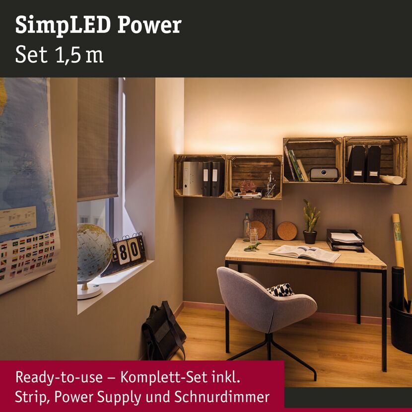 LED-Set 'SimpLED Power' 1,5 m 17 W warmweiß, weiß