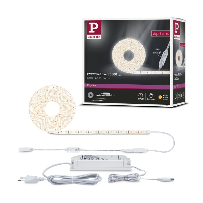 LED-Set 'SimpLED Power' 5 m 50 W warmweiß, weiß