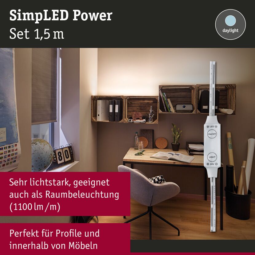 LED-Set 'SimpLED Power' 1,5 m 17 W neutralweiß, weiß