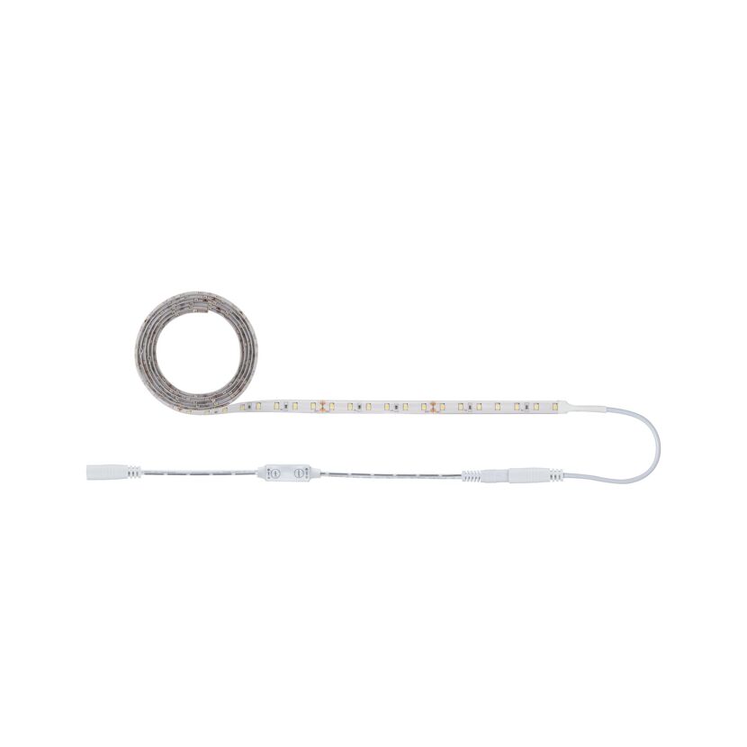 LED-Lichtband aufgerollt, daneben ein Kabel mit Schalter.