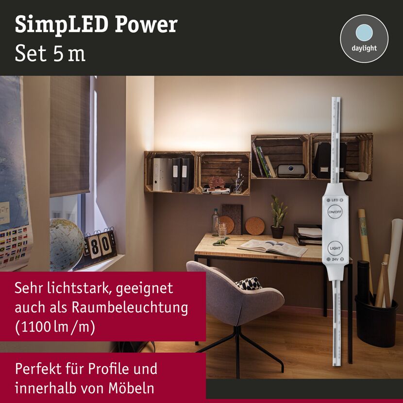 LED-Set 'SimpLED Power' 5 m 50 W kaltweiß, weiß