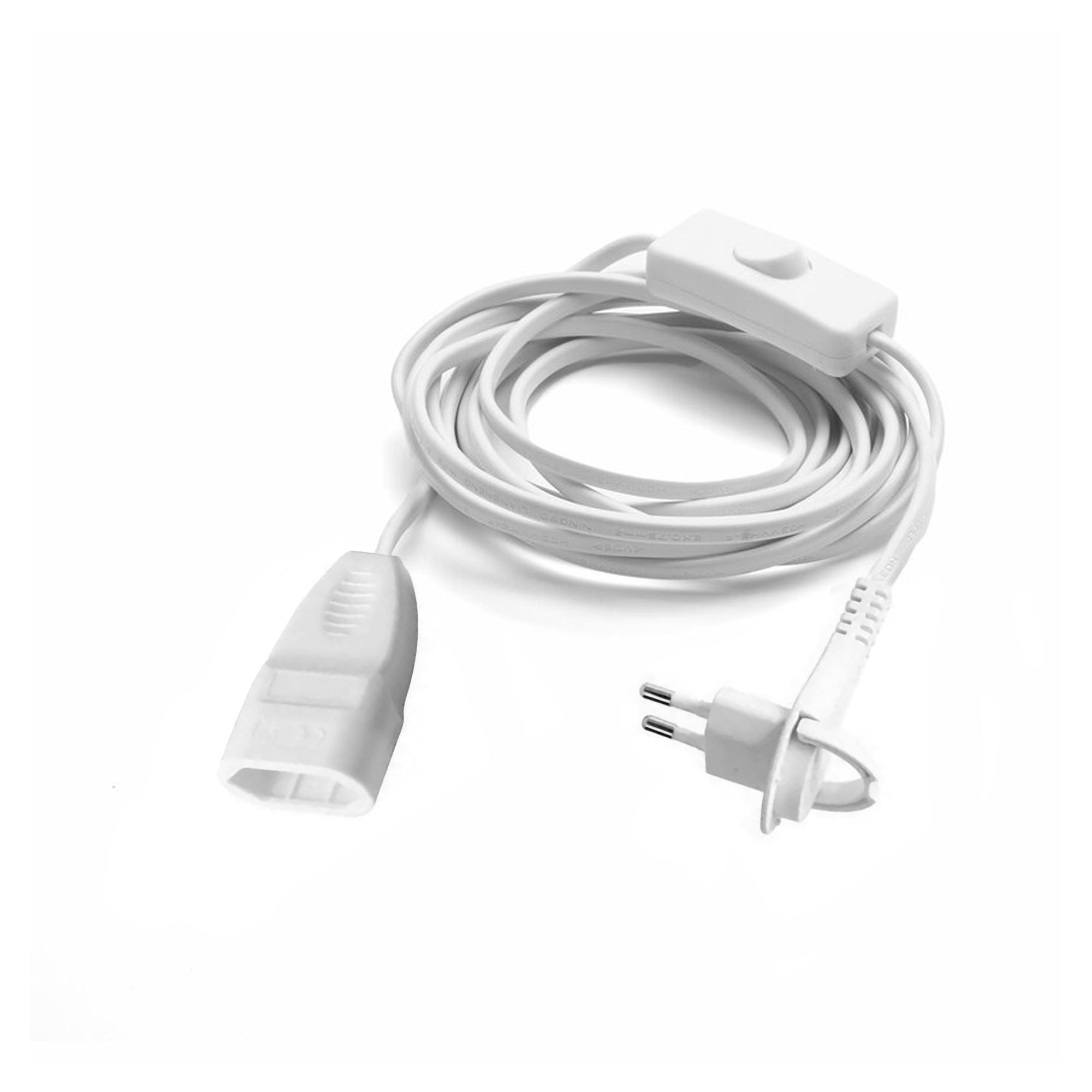 Verlängerungskabel mit Schalter, weiß 3 m