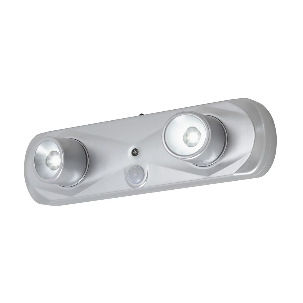LED Sensorleuchte, silber, mit zwei Strahlern