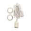 Weißer Lampenanschluss mit Kabel, Schalter und zwei Abdeckringen