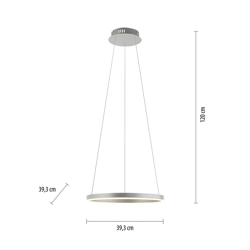 LED-Pendelleuchte 'Ritus' aluminiumfarben Ø 39,3 x 120 cm 23,5 W