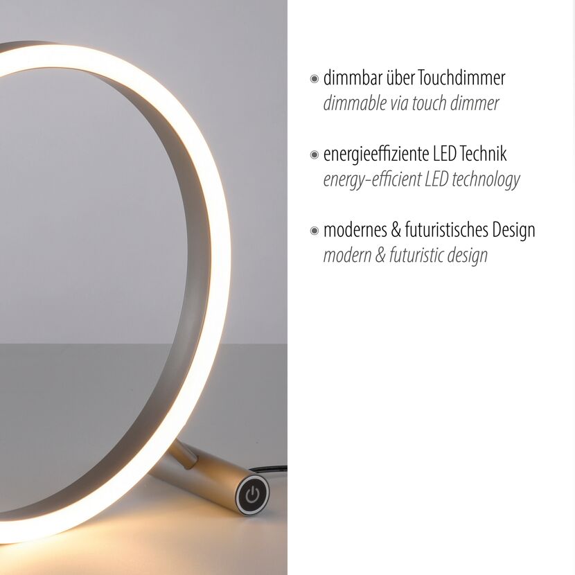 LED-Tischleuchte 'Ritus' aluminiumfarben 10 x 28 x 28,5 cm