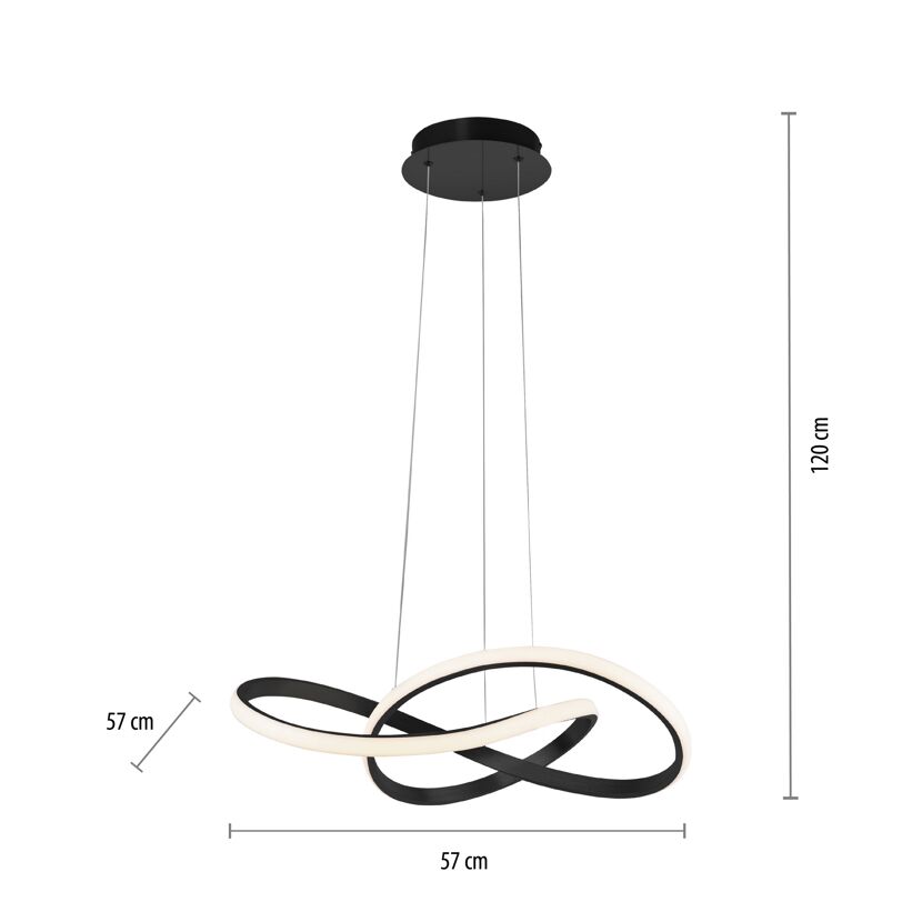 LED-Pendelleuchte 'Maria' schwarz 57 x 120 x 57 cm 29,5 W