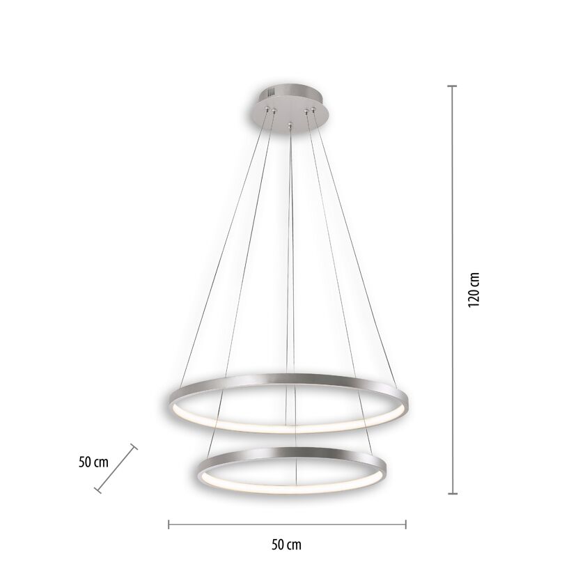 LED-Pendelleuchte 'Circle' silber Ø 50 x 120 cm 45 W