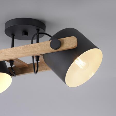 4. Bild von Deckenleuchte 'Cup' holzfarben/schwarz 2-flammig 58 x 25cm