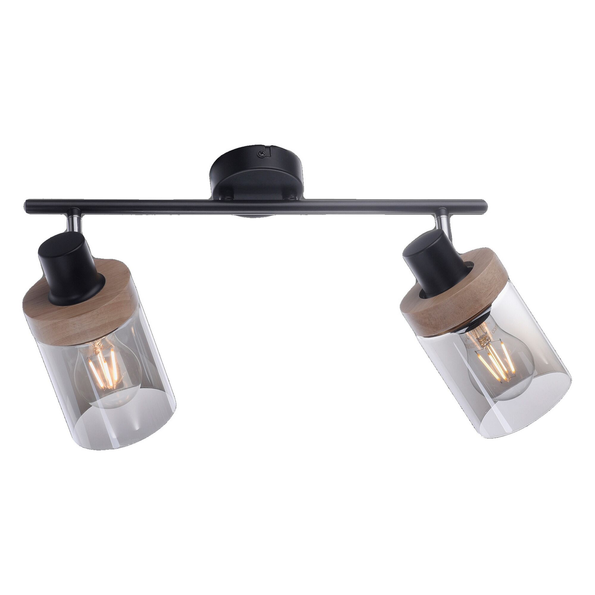 Zweiflammige Deckenleuchte Pasqual mit Holzdetails