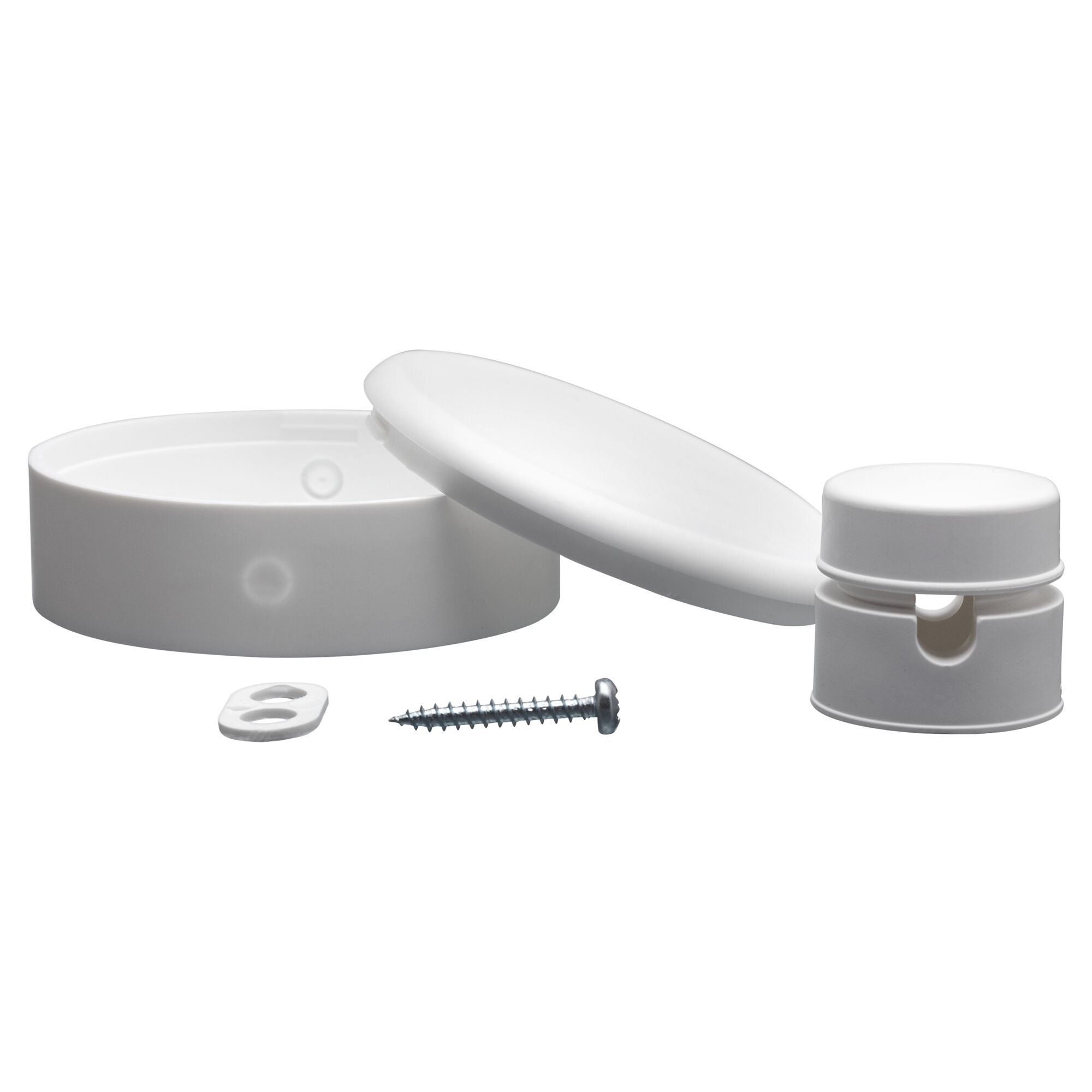 Weißer Verteilerbaldachin mit Schraube und Dübel