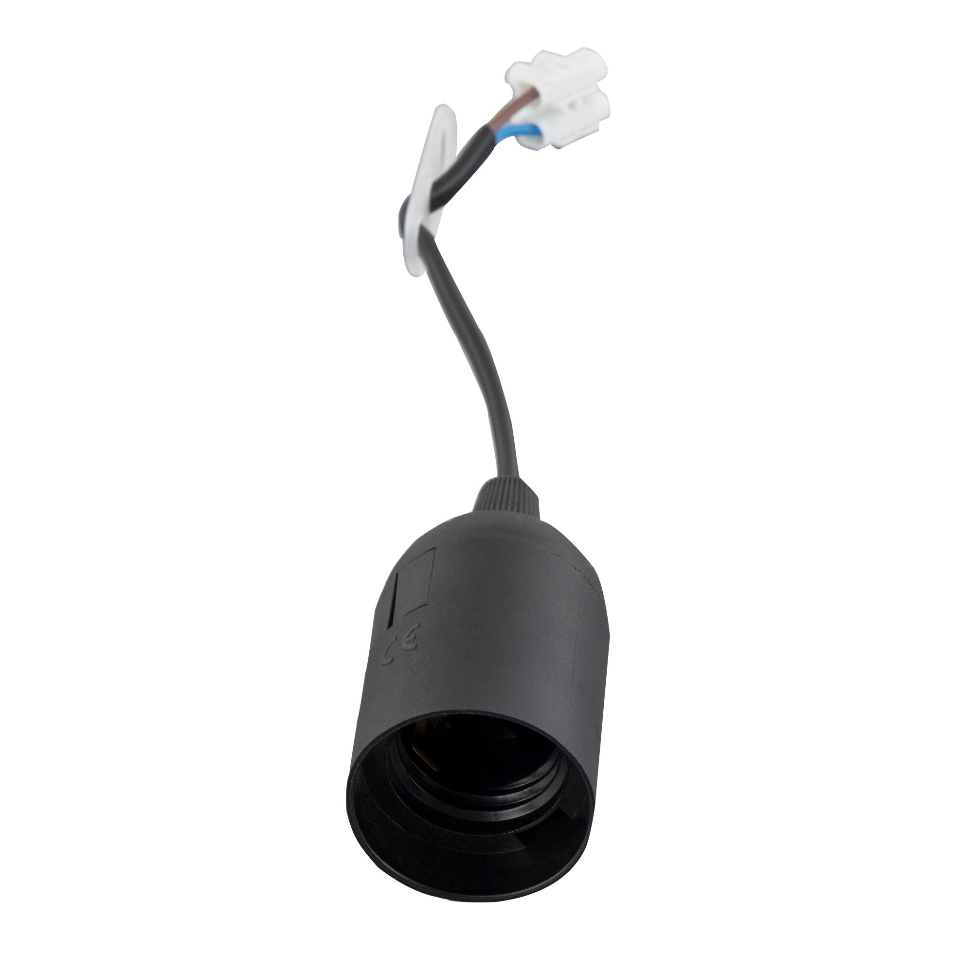 Schwarze E27 Renovierfassung mit Anschlusskabel.