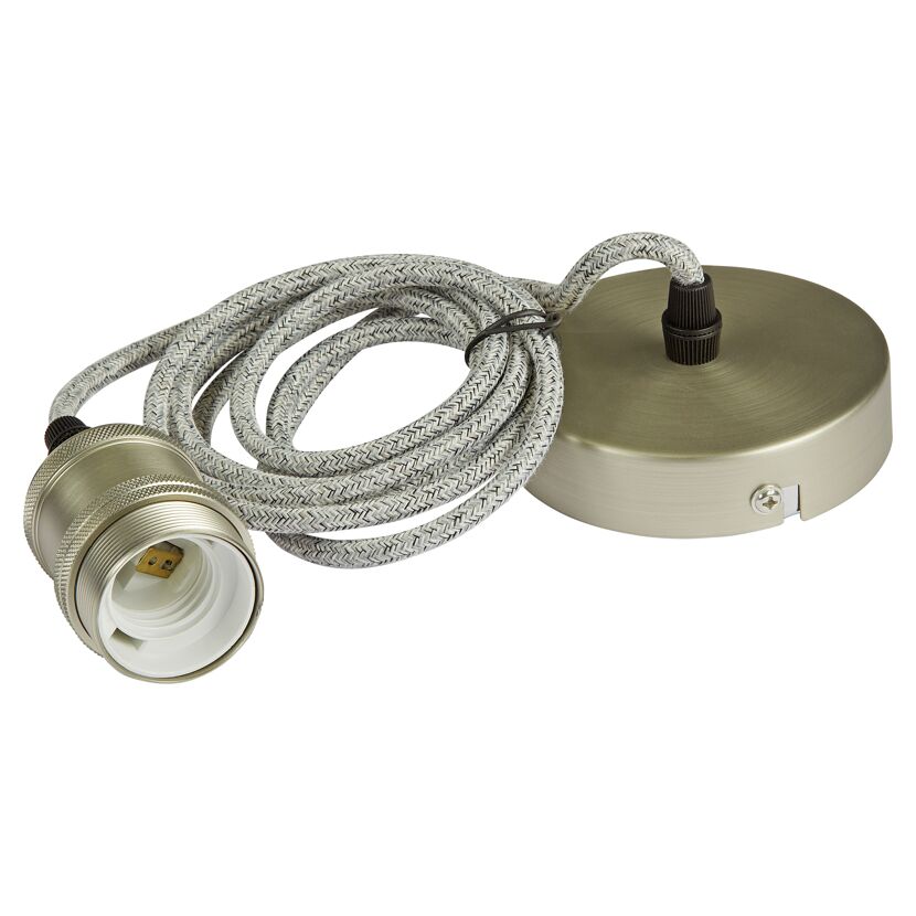 Pendel mit grauem Stoffkabel für E27-Fassung