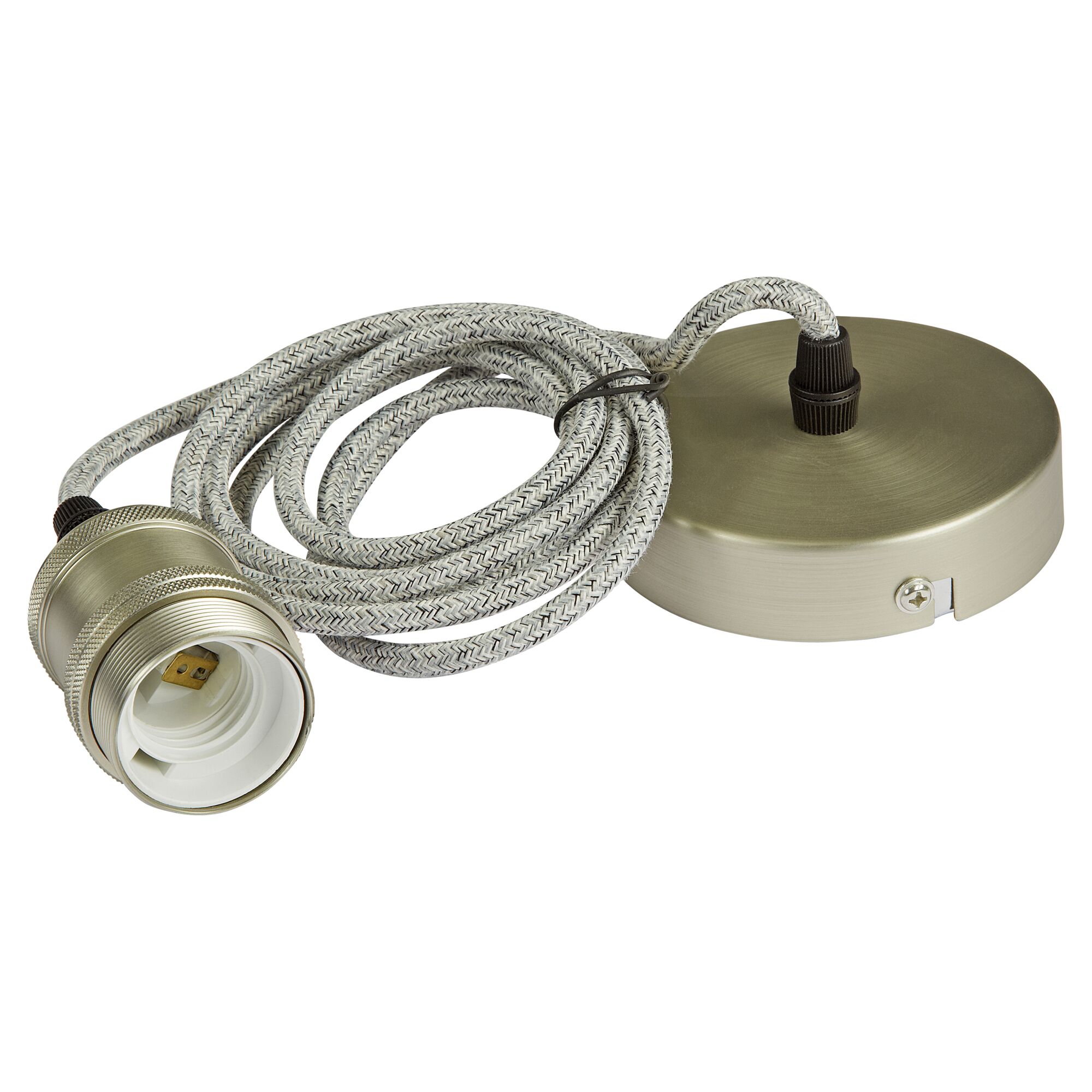 Pendel mit grauem Stoffkabel für E27-Fassung