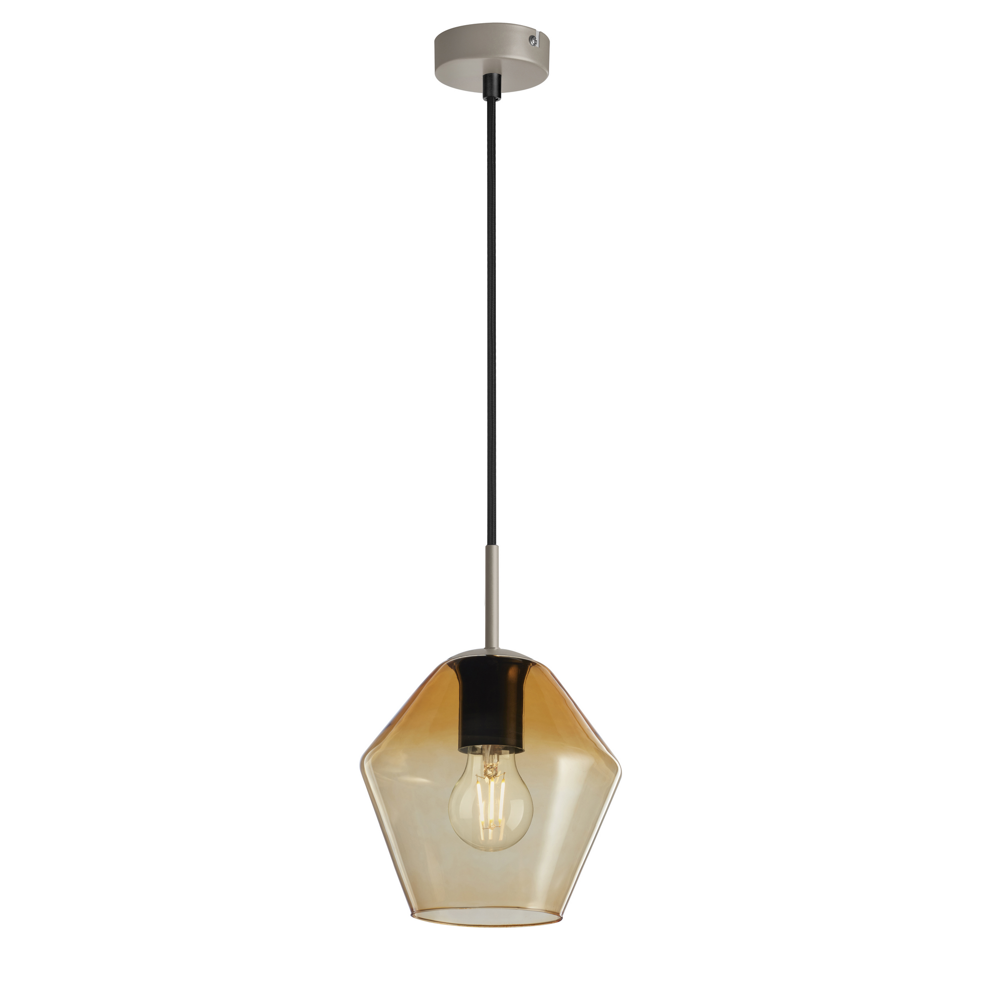 Pendelleuchte 'Classic Amber' 1-flammig Raute Gold/Bernstein + product picture
