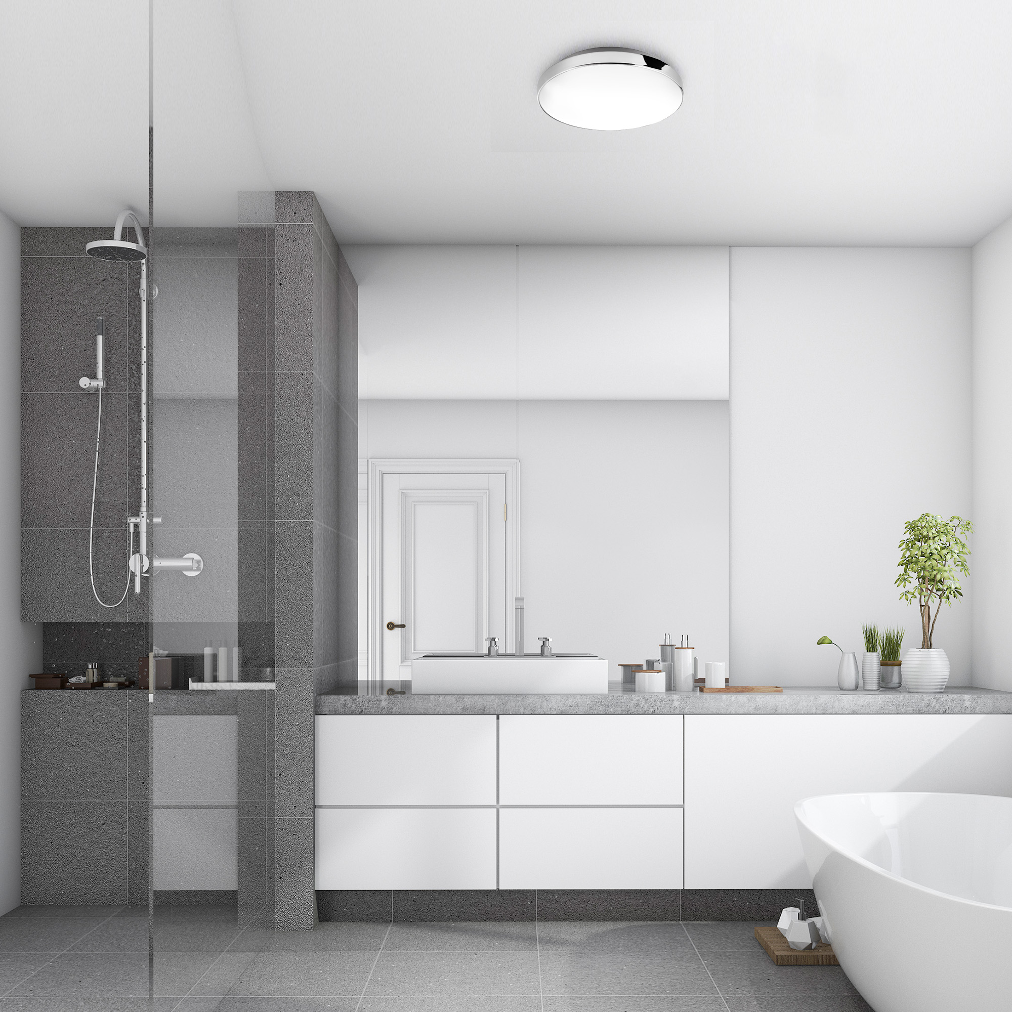 LED Deckenleuchte - weiß-chrom - 13 W 1400 lm