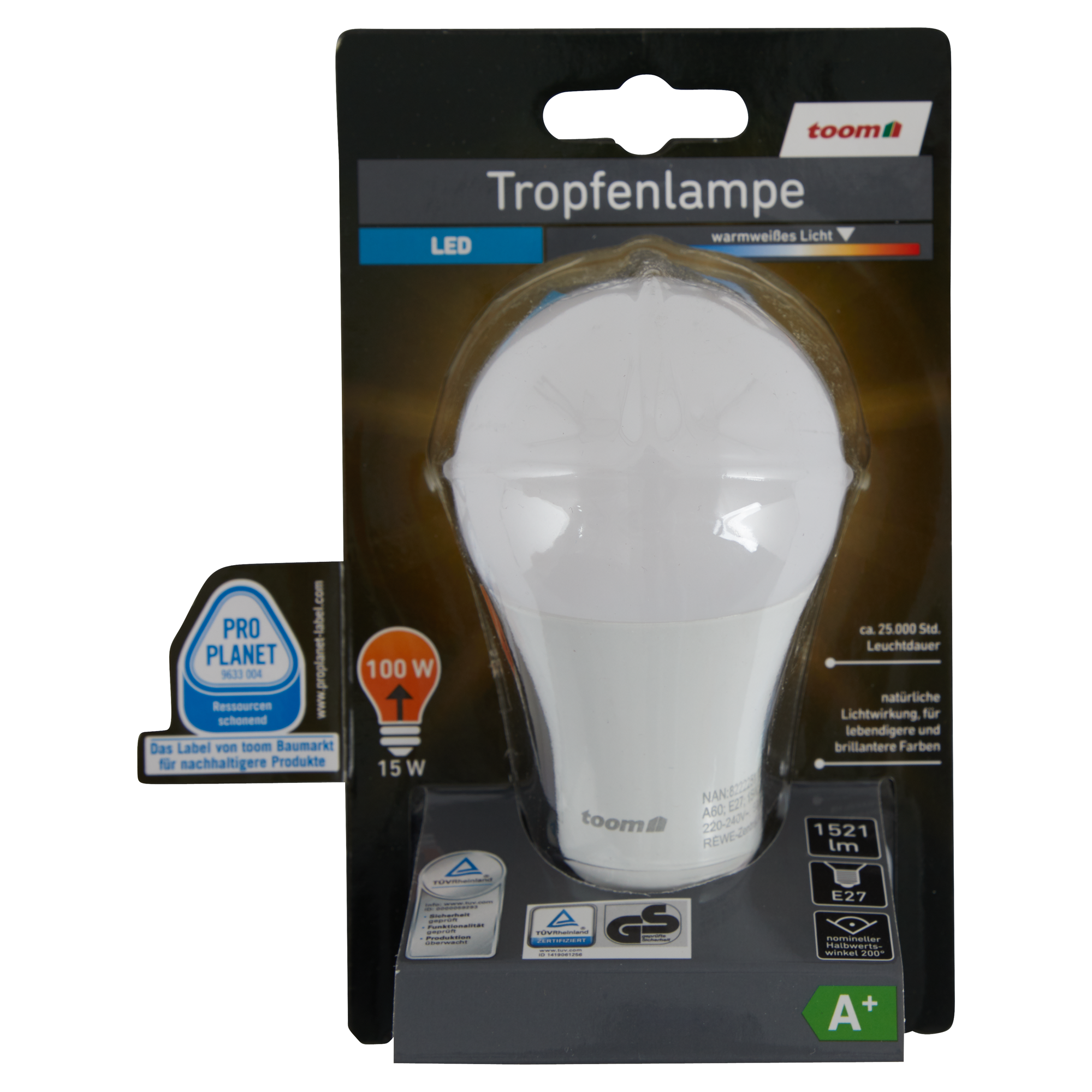 toom LED-Tropfenlampe E27 1521 lm 15 W warmweiß