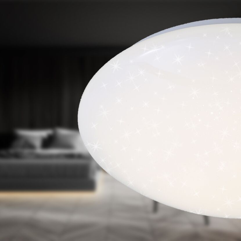 LED-Deckenleuchte 'Vipe' mit Sternendekor, weiß, 1600 lm, Ø 38,9 cm