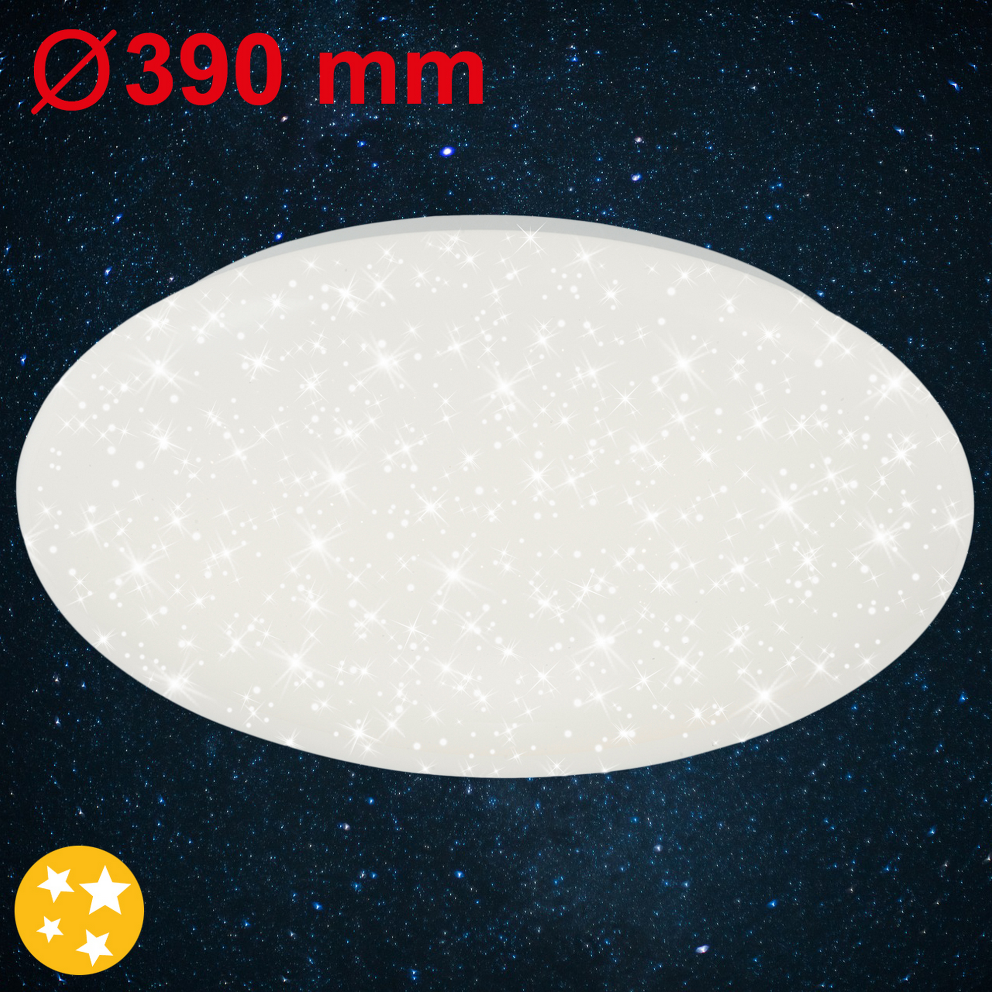 LED-Deckenleuchte 'Vipe' mit Sternendekor, weiß, 1600 lm, Ø 38,9 cm