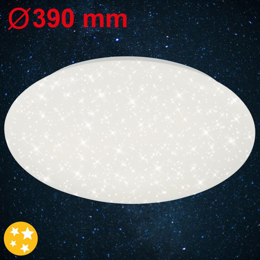 LED-Deckenleuchte 'Vipe' mit Sternendekor, weiß, 1600 lm, Ø 38,9 cm
