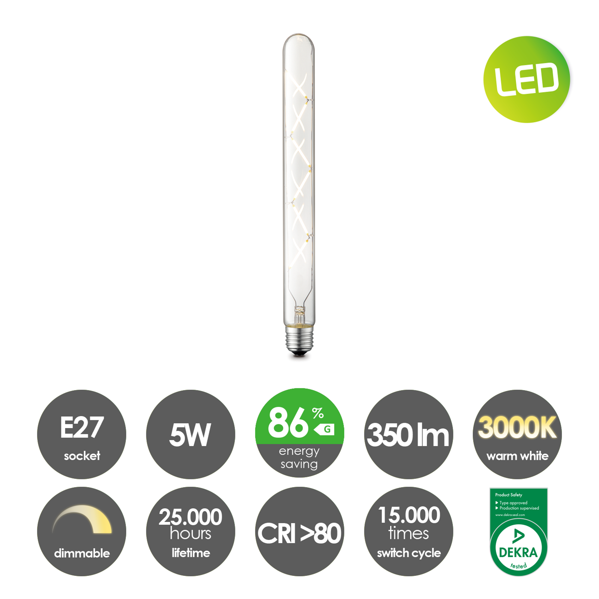 LED-Leuchtmittel 'Deco Spiral' klar E27 5W 350 lm dimmbar + product picture