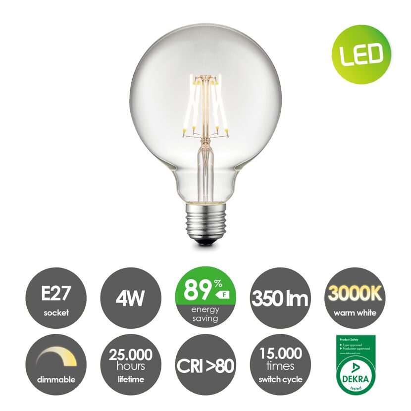 LED-Lampe Tropen E27, klarglas