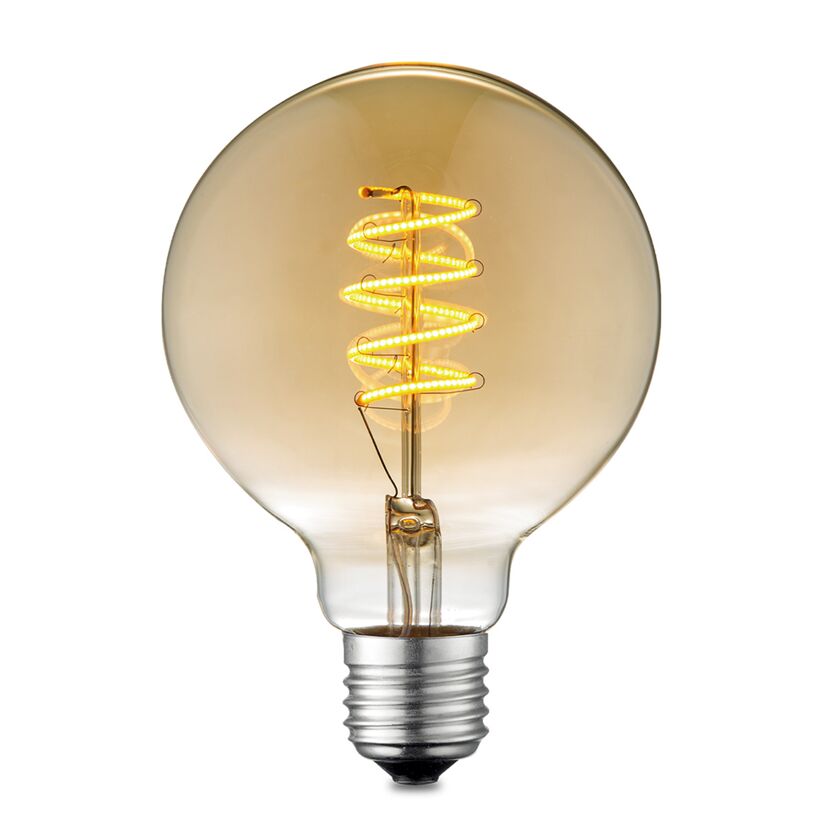 LED-Lampe Globe E27, bernsteinfarben