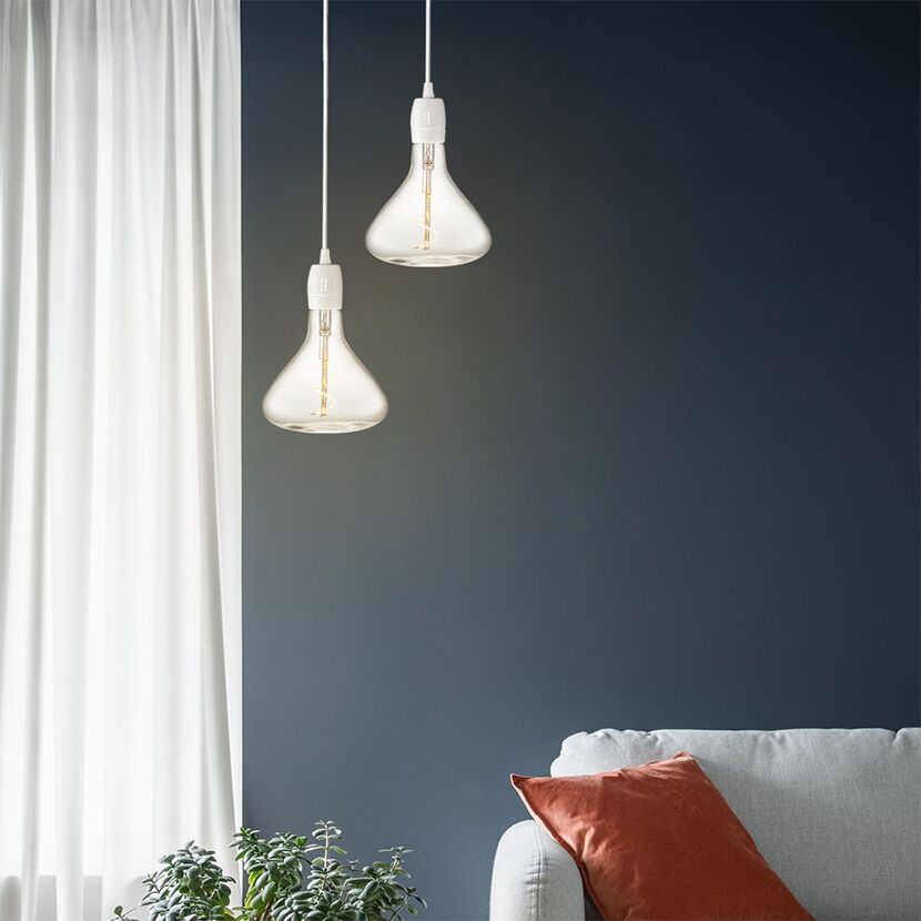 Zwei LED-Lampen Flask E27 Klarglas