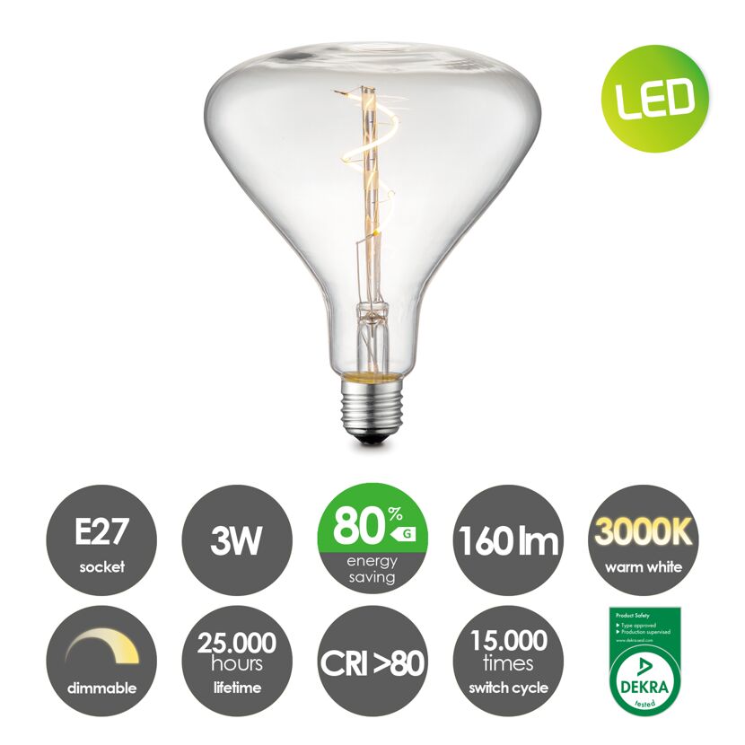 LED-Lampe Flask E27, Klarglas