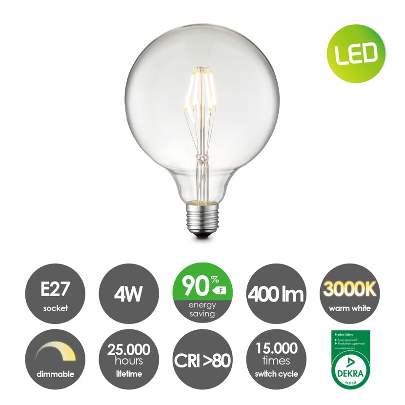 LED-Leuchtmittel 'Carbon A' klar E27 4 W 440 lm dimmbar