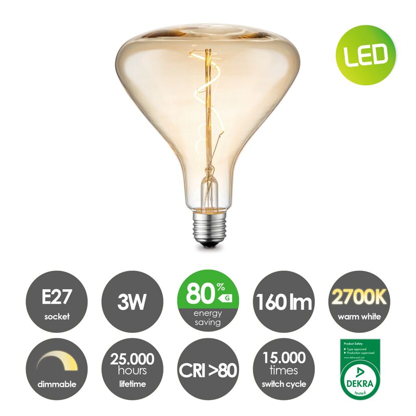 LED-Leuchtmittel 'Flex' amber E27 3 W 180 lm dimmbar