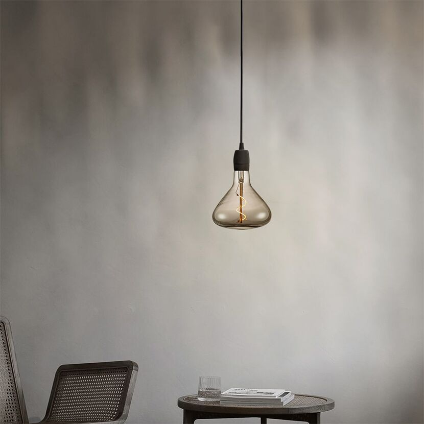 Hängende LED-Lampe Flask E27, rauchfarben