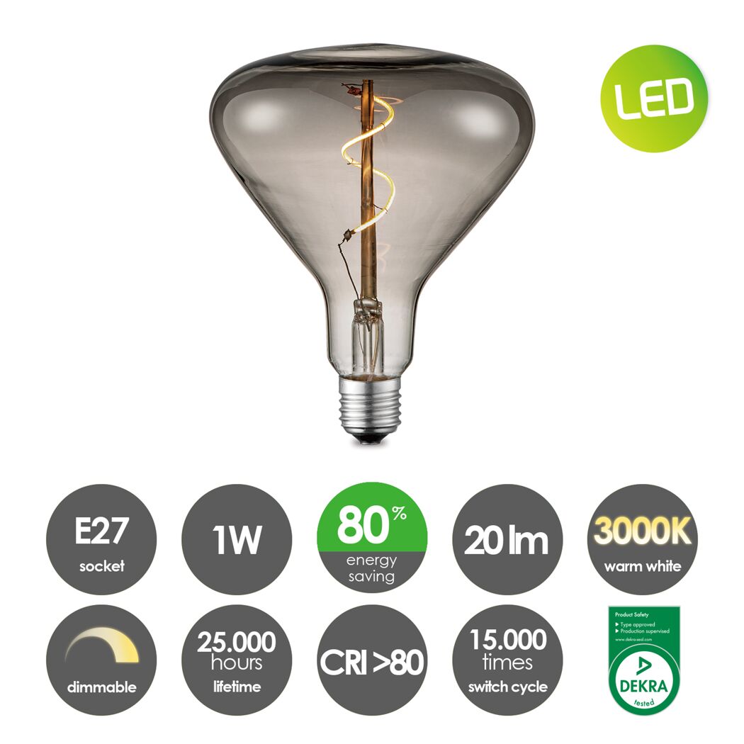 LED Lampe Flask E27 rauchfarben